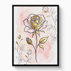 Pink Golden Roses 4-Piece Set - Luxury Wall Art