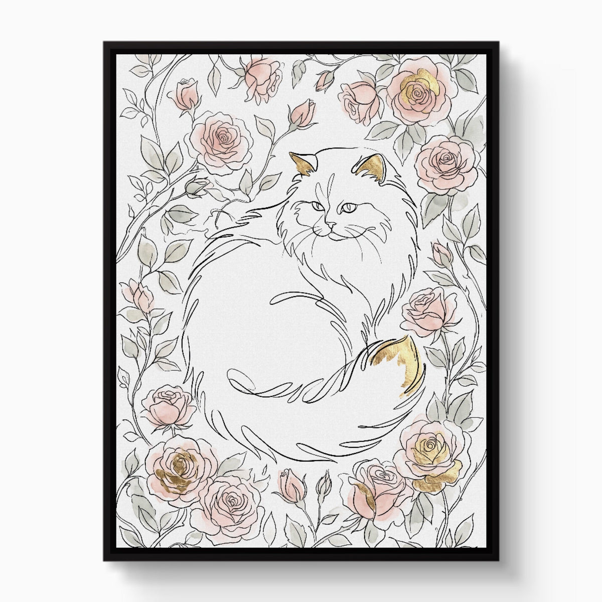 Pink Golden Roses 4-Piece Set - Luxury Wall Art