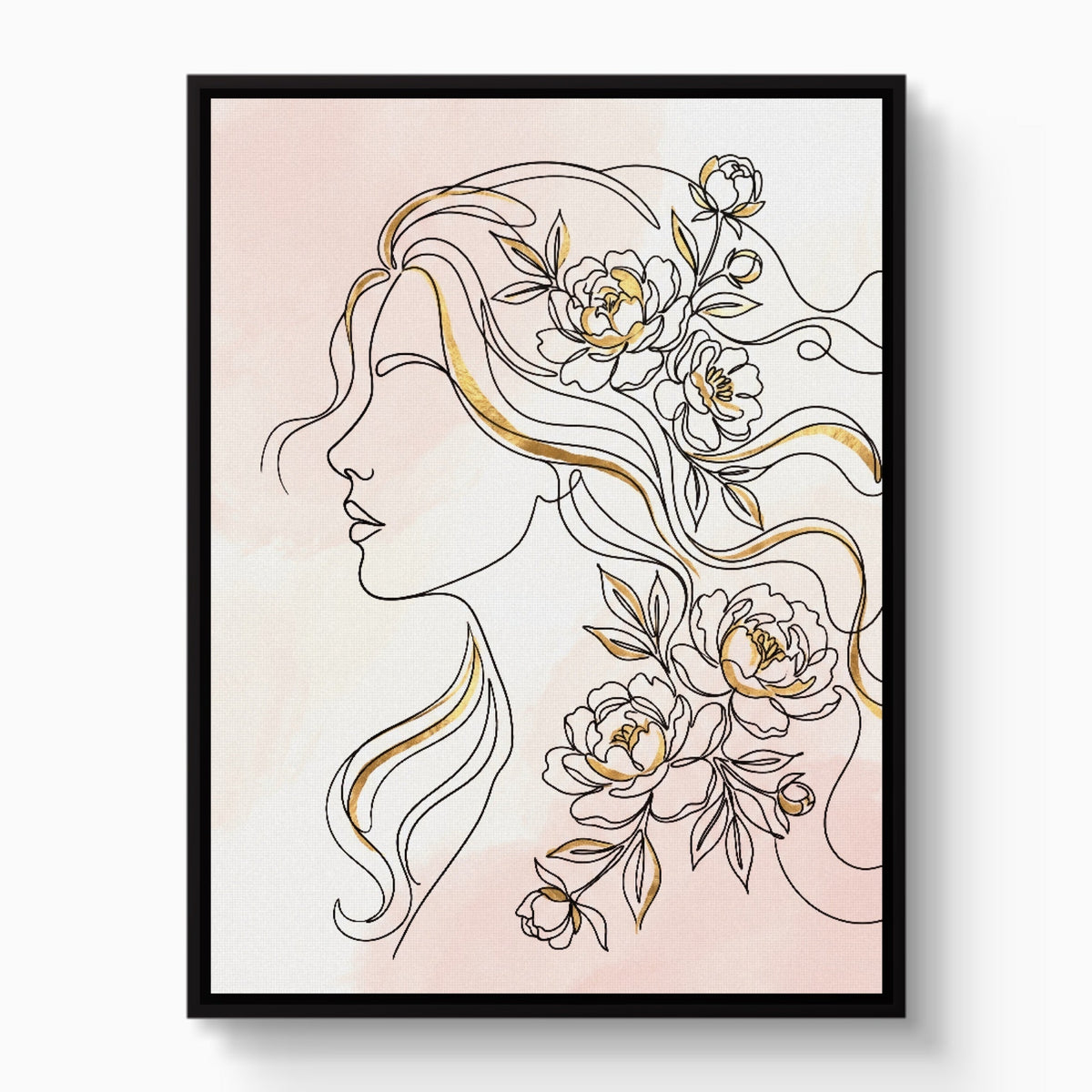 Pink Golden Roses 4-Piece Set - Luxury Wall Art