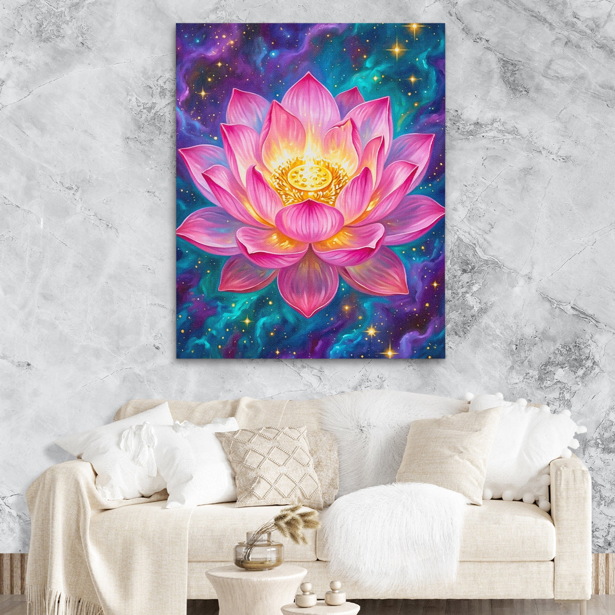 Pink Lotus Cosmic — Pink Lotus Cosmic Lux Couch Marble Walls 65