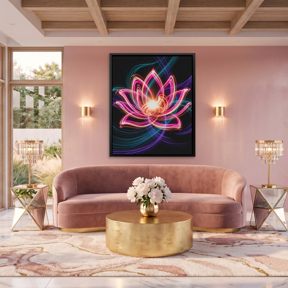 Pink Lotus Neon - Luxury Wall Art