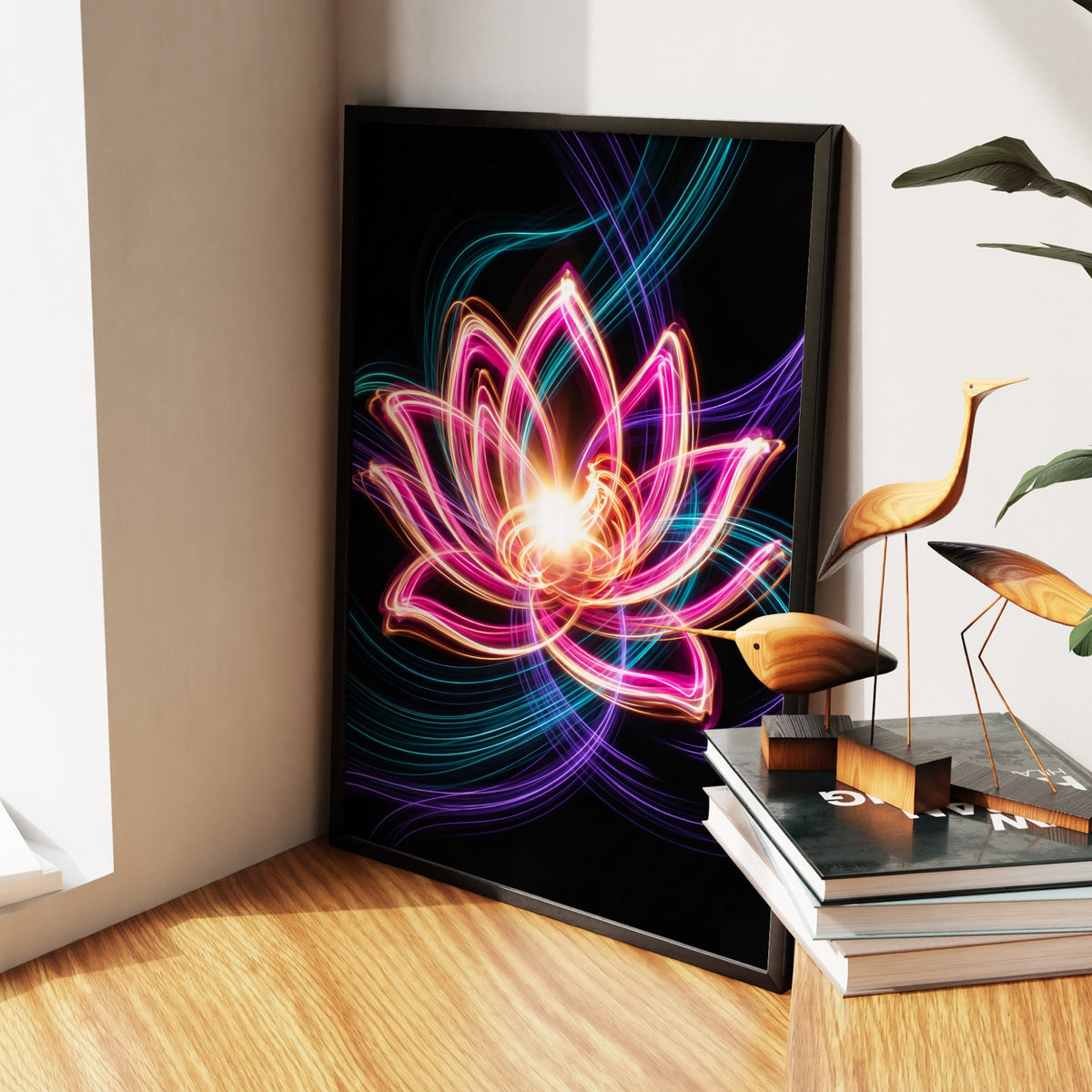 Pink Lotus Neon — Pink Lotus Neon New   Living Room Wall Apartment Zoom 114