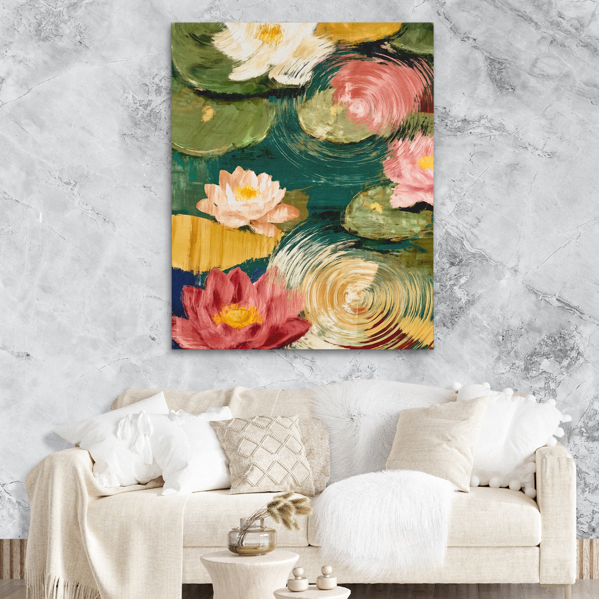 Pink Lotus Ripple — Pink Lotus Ripple Lux Couch Marble Walls 67