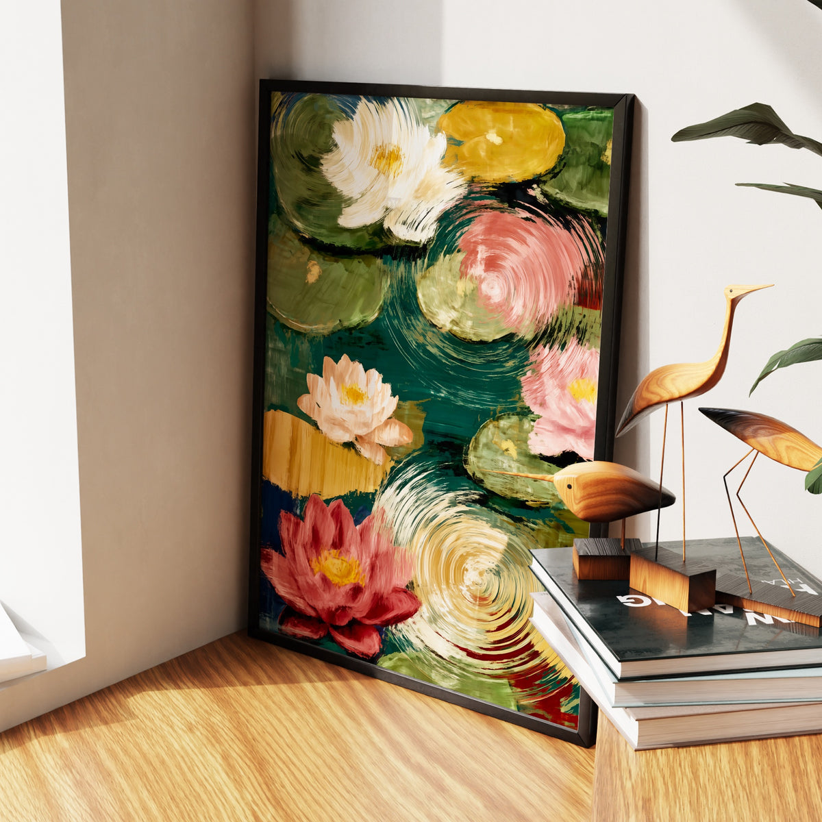 Pink Lotus Ripple — Pink Lotus Ripple New   Living Room Wall Apartment Zoom 115