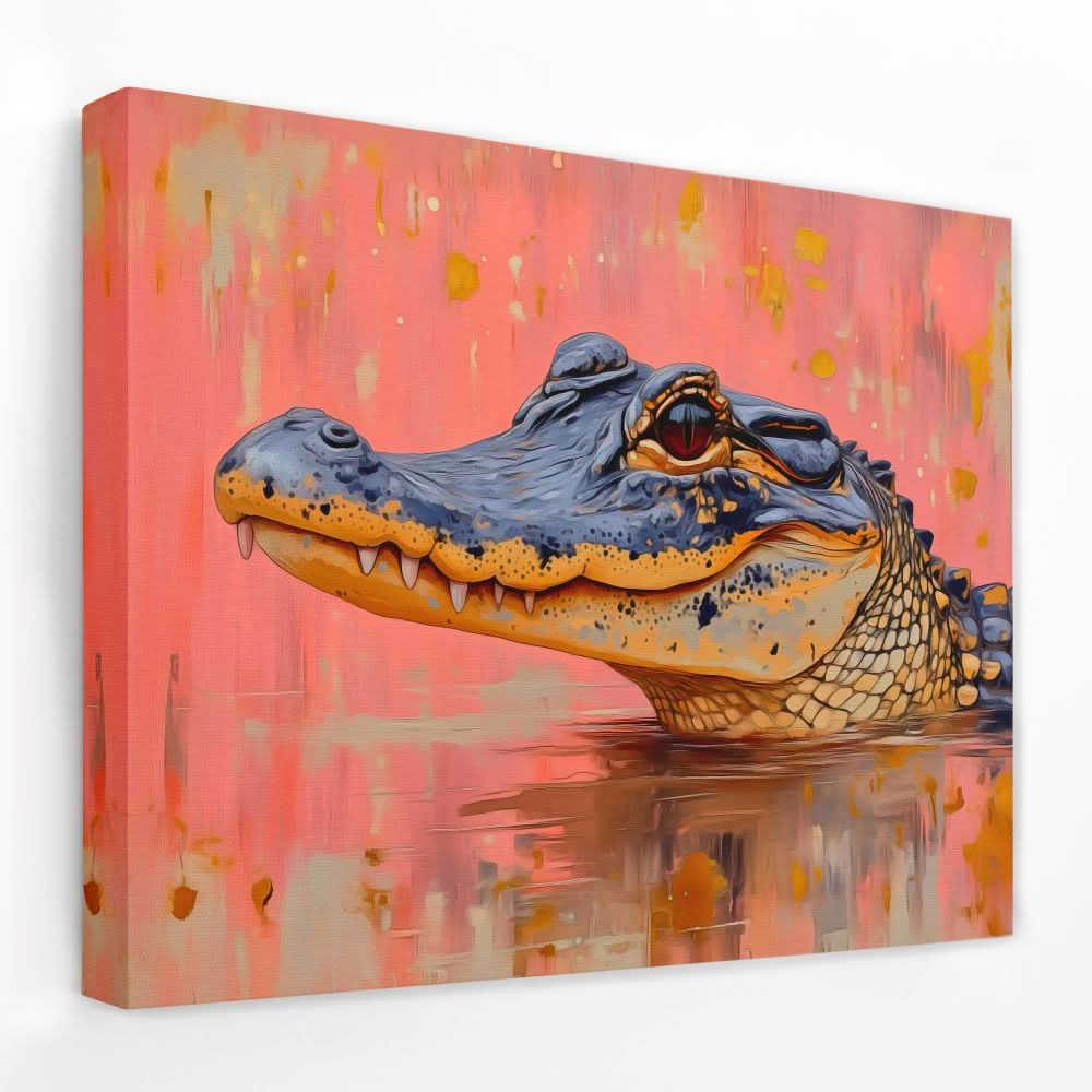 Pink Predator - Alligator Canvas Wall Art