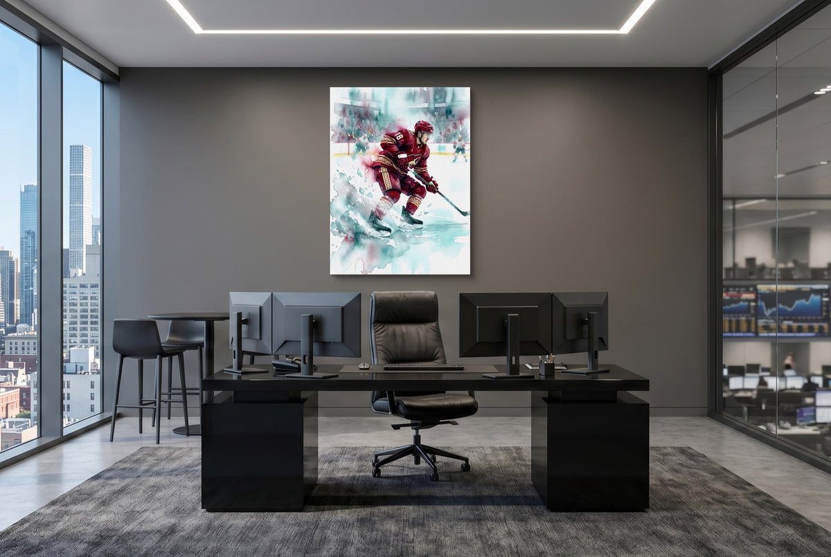 Player's Red Dash — player's red dash office desk with monitors 1port flush print
