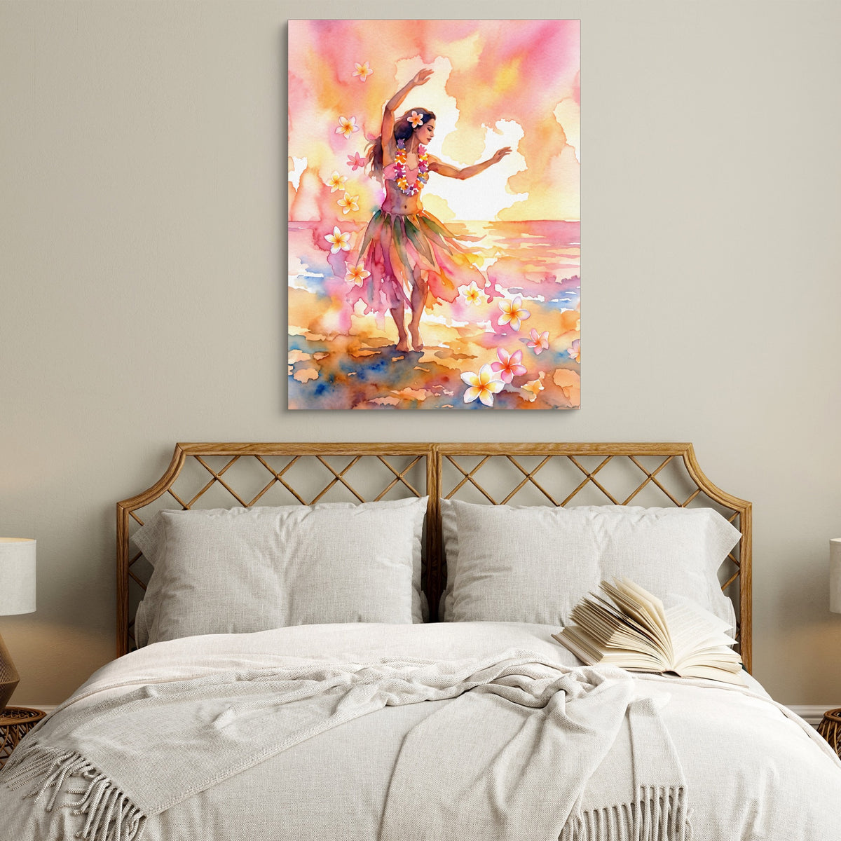 Plumeria Dance — plumeria dance sq white bedroom 1port flush print