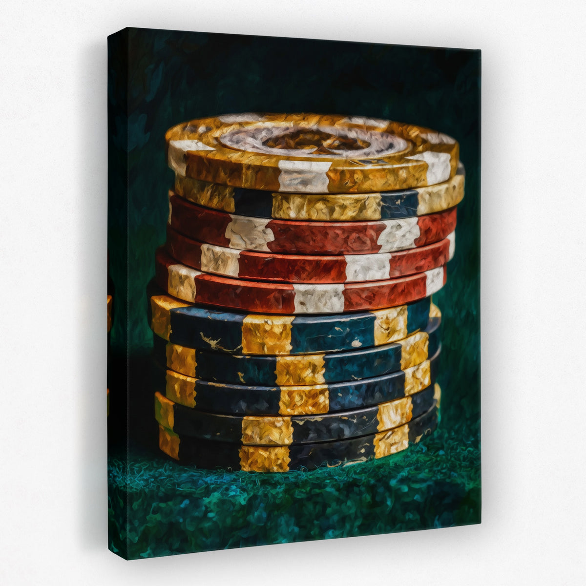 Poker Chips Stacked — Poker Chips Stacked Portrait   Side View   Mirror 373