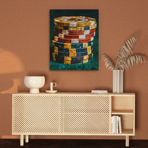 Poker Chips Stacked — Poker Chips Stacked Brown Wall 73