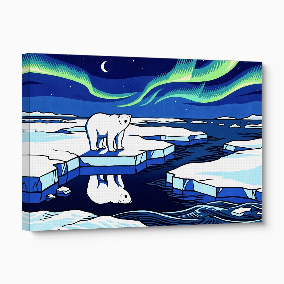Polar Bear Aurora — polar bear aurora angled flush print