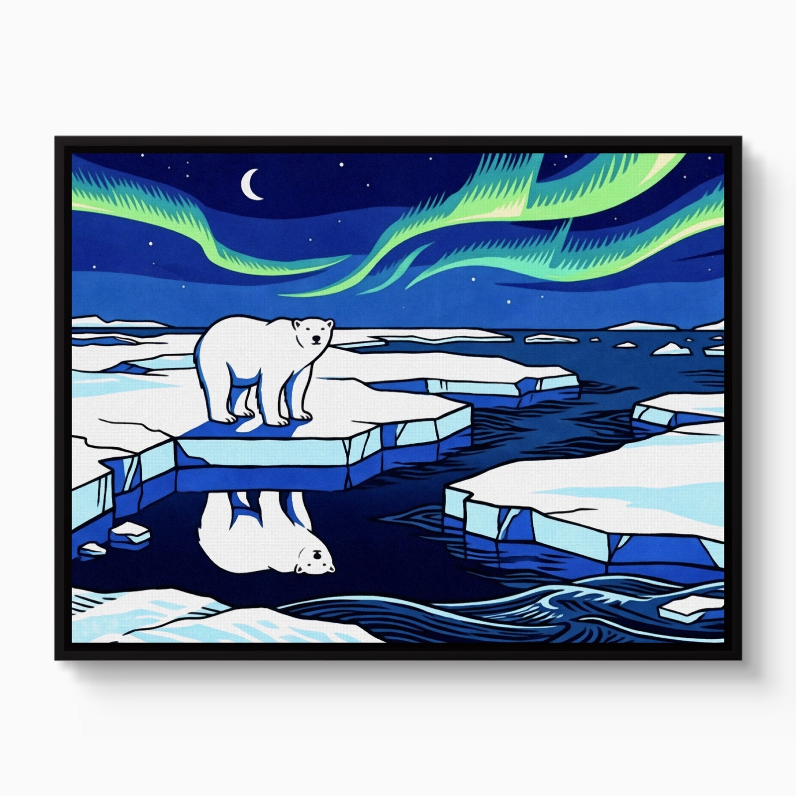 Polar Bear Aurora — polar bear aurora white studio framed black