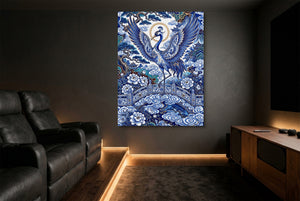 Porcelain Sky Crane - Luxury Wall Art