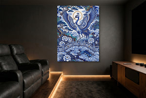 Porcelain Sky Crane — porcelain sky crane home theater room interior 1port flush print