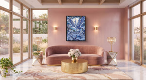 Porcelain Sky Crane — porcelain sky crane pink living room 1port framed black