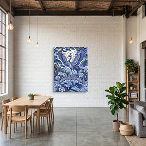 Porcelain Sky Crane — porcelain sky crane sq coffe shop far 1port flush print