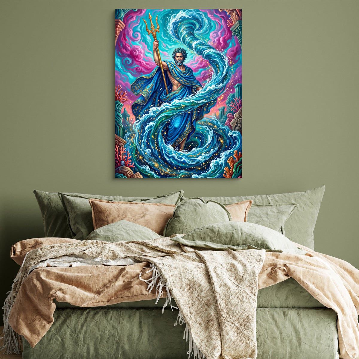 Poseidon's Azure Command — poseidon's azure command sq green bedroom 1port flush print