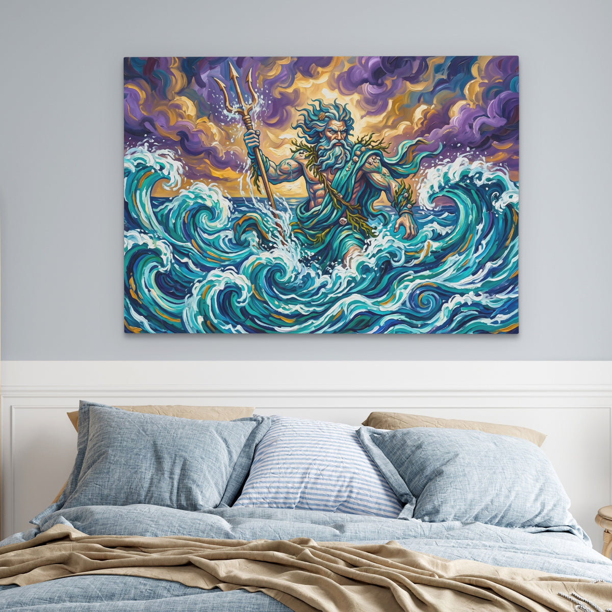 Poseidon Turbulent Waves — Poseidon Turbulent Waves Blue Bedroom land 45