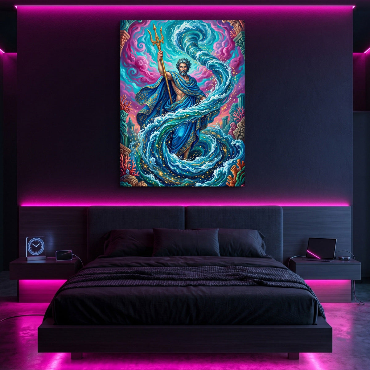 Poseidon's Azure Command - Luxury Wall Art