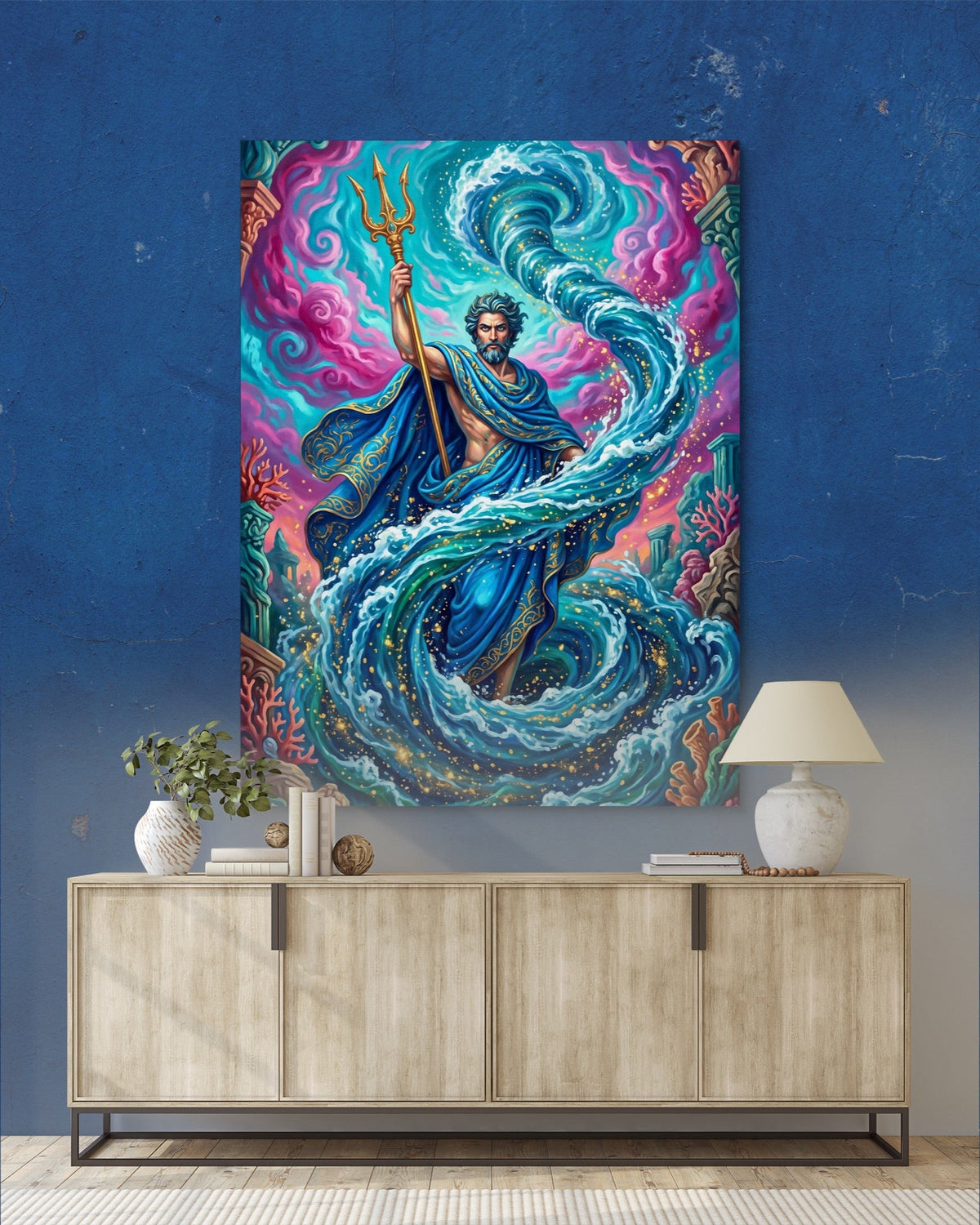 Poseidon's Azure Command - Luxury Wall Art