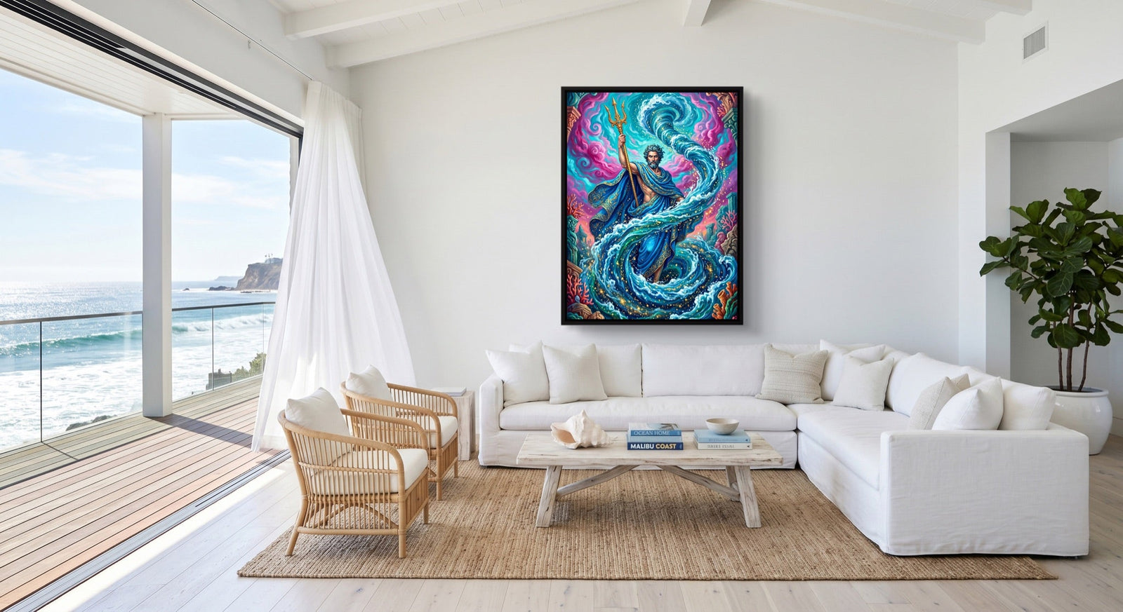 Poseidon's Azure Command - Luxury Wall Art