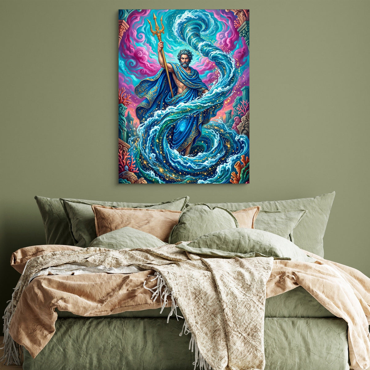 Poseidon's Azure Command - Luxury Wall Art