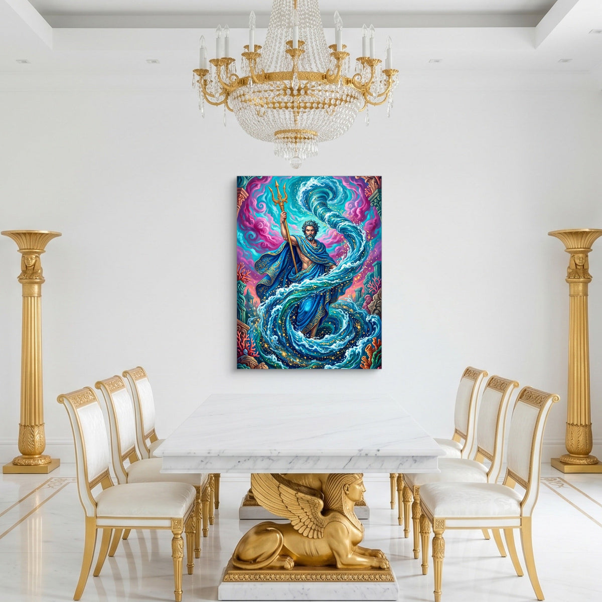 Poseidon's Azure Command - Luxury Wall Art