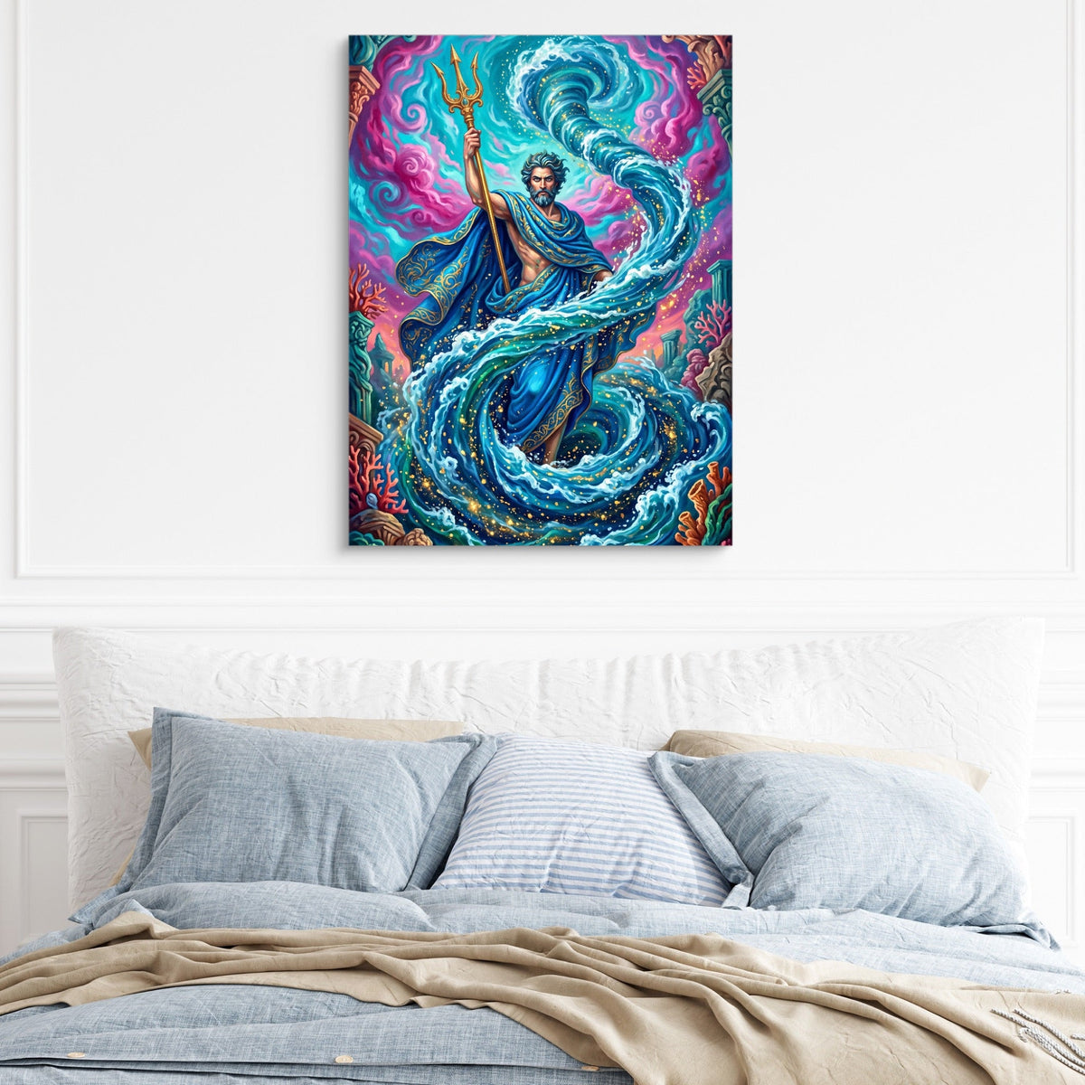 Poseidon's Azure Command - Luxury Wall Art