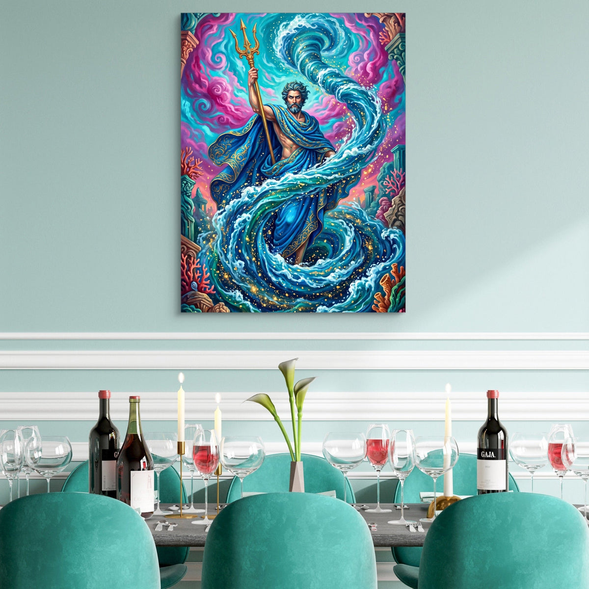 Poseidon's Azure Command - Luxury Wall Art