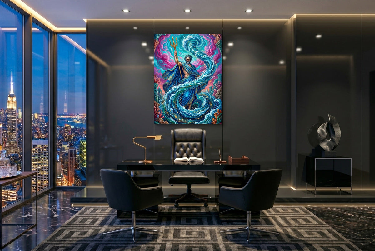 Poseidon's Azure Command - Luxury Wall Art