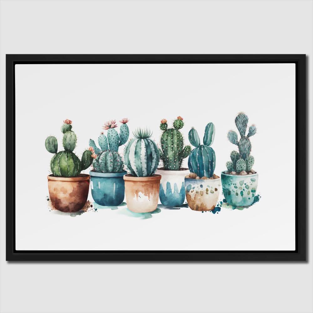 Potted Cacti Plants - Green Cactus Canvas Print