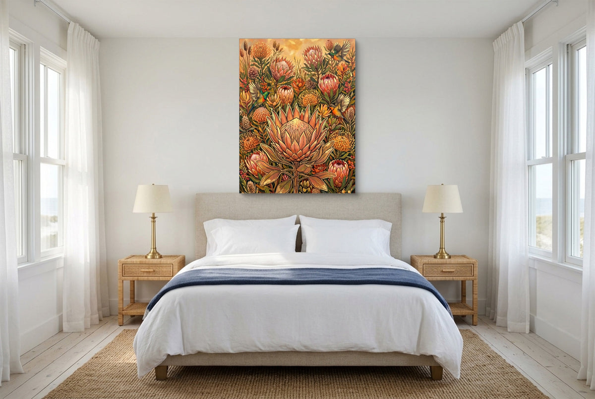 Protea Sunbird Garden — protea sunbird garden bedroom with windows 1port flush print