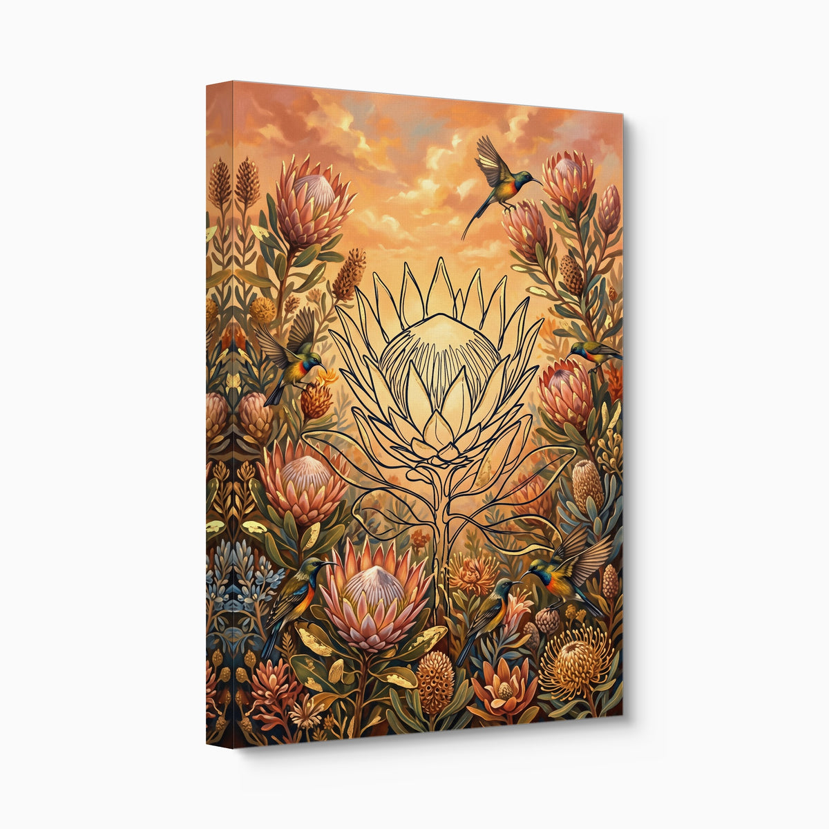 Protea Sunbird Sunrise — protea sunbird sunrise angled flush print