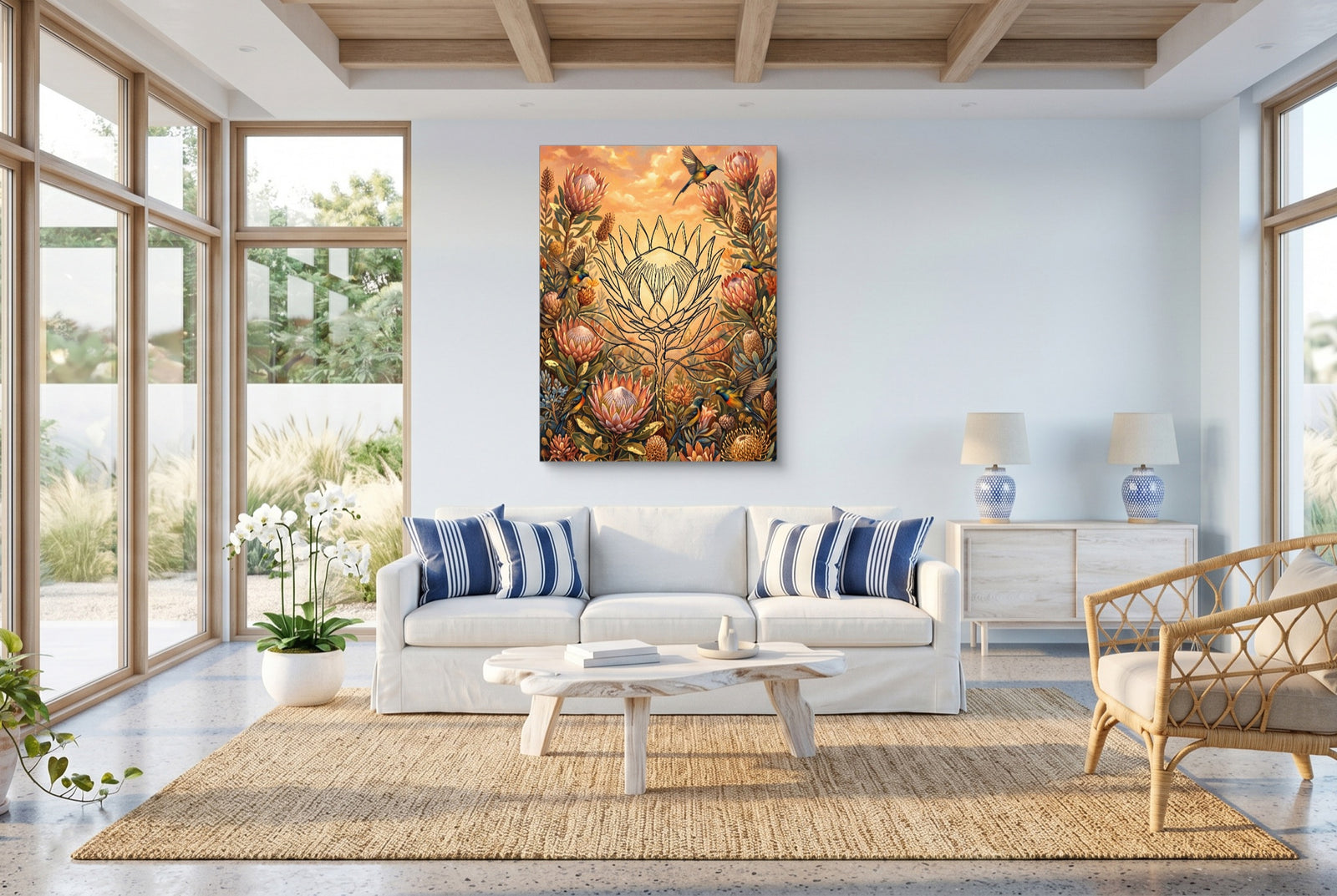 Protea Sunbird Sunrise — protea sunbird sunrise white studio framed black