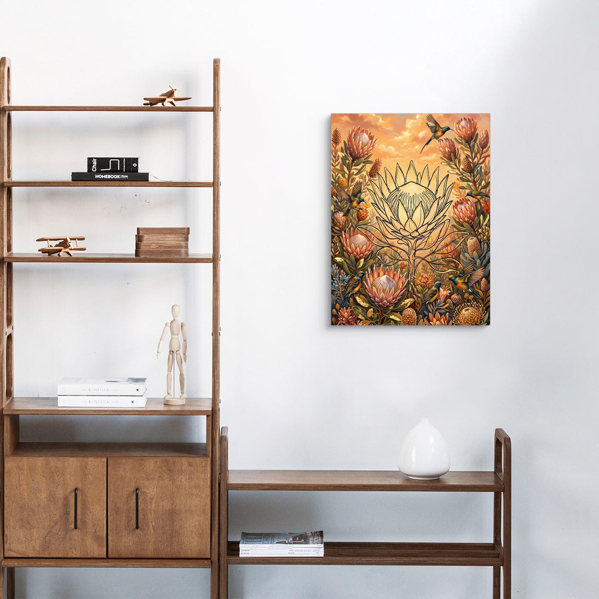 Protea Sunbird Sunrise — protea sunbird sunrise sq living room stand 1port flush print