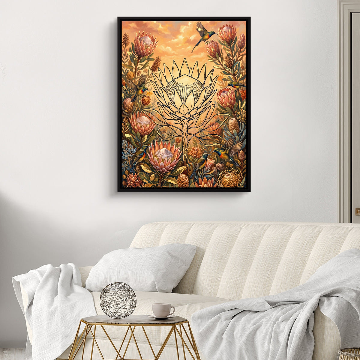 Protea Sunbird Sunrise — protea sunbird sunrise sq luxury white room 1port framed black