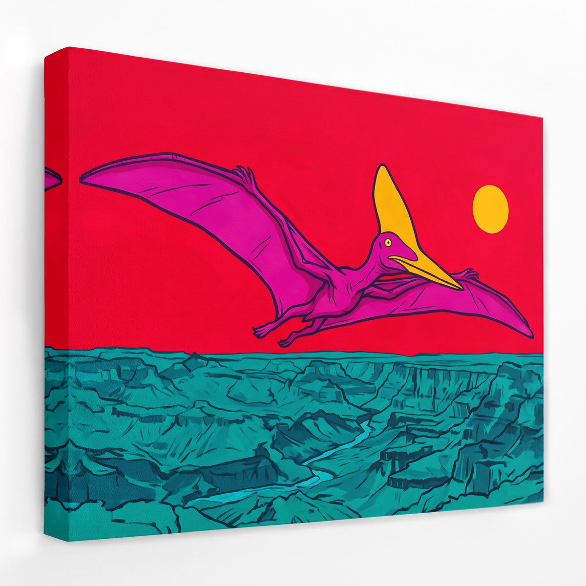 Pterodactyl Crimson Flight — Pterodactyl Crimson Flight Landscape   Side View   Mirror Wrap 158