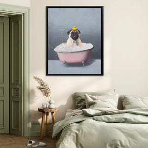 Pug In The Bath - Luxury Wall Art