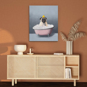 Pug In The Bath - Luxury Wall Art