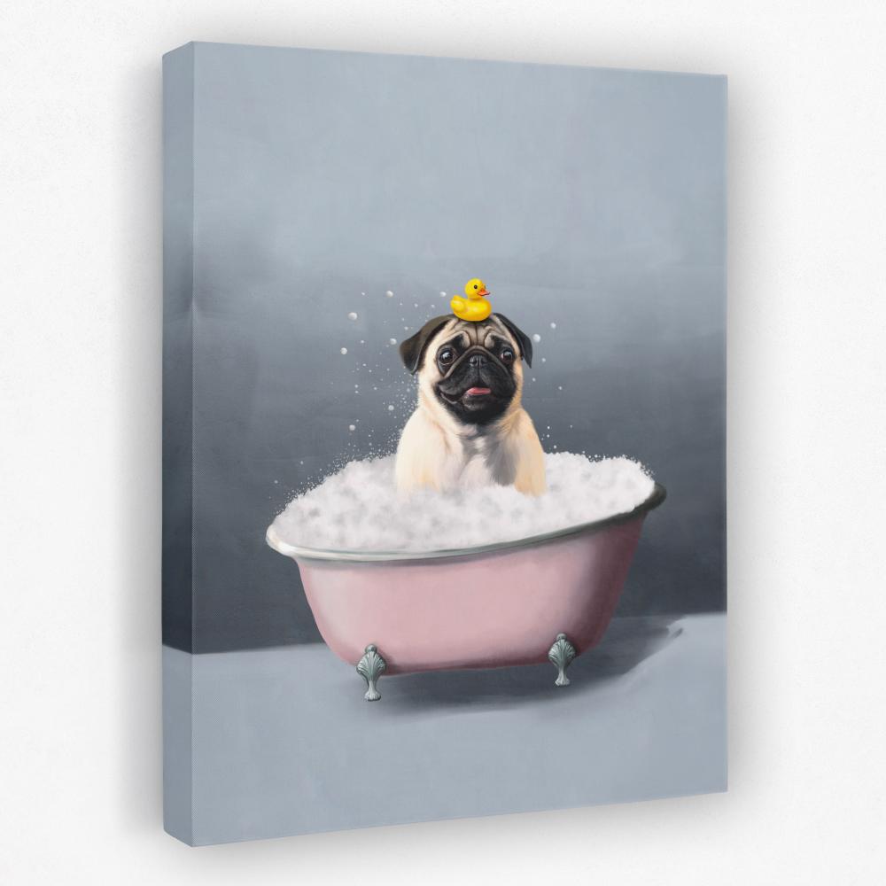 Pug In The Bath - Luxury Wall Art