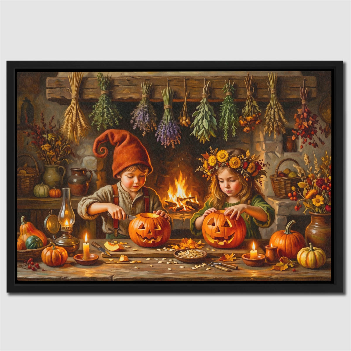 Pumpkin Carving Ritual canvas wall art
