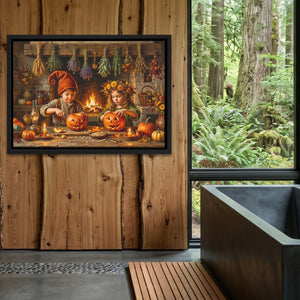 Pumpkin Carving Ritual canvas wall art, room view