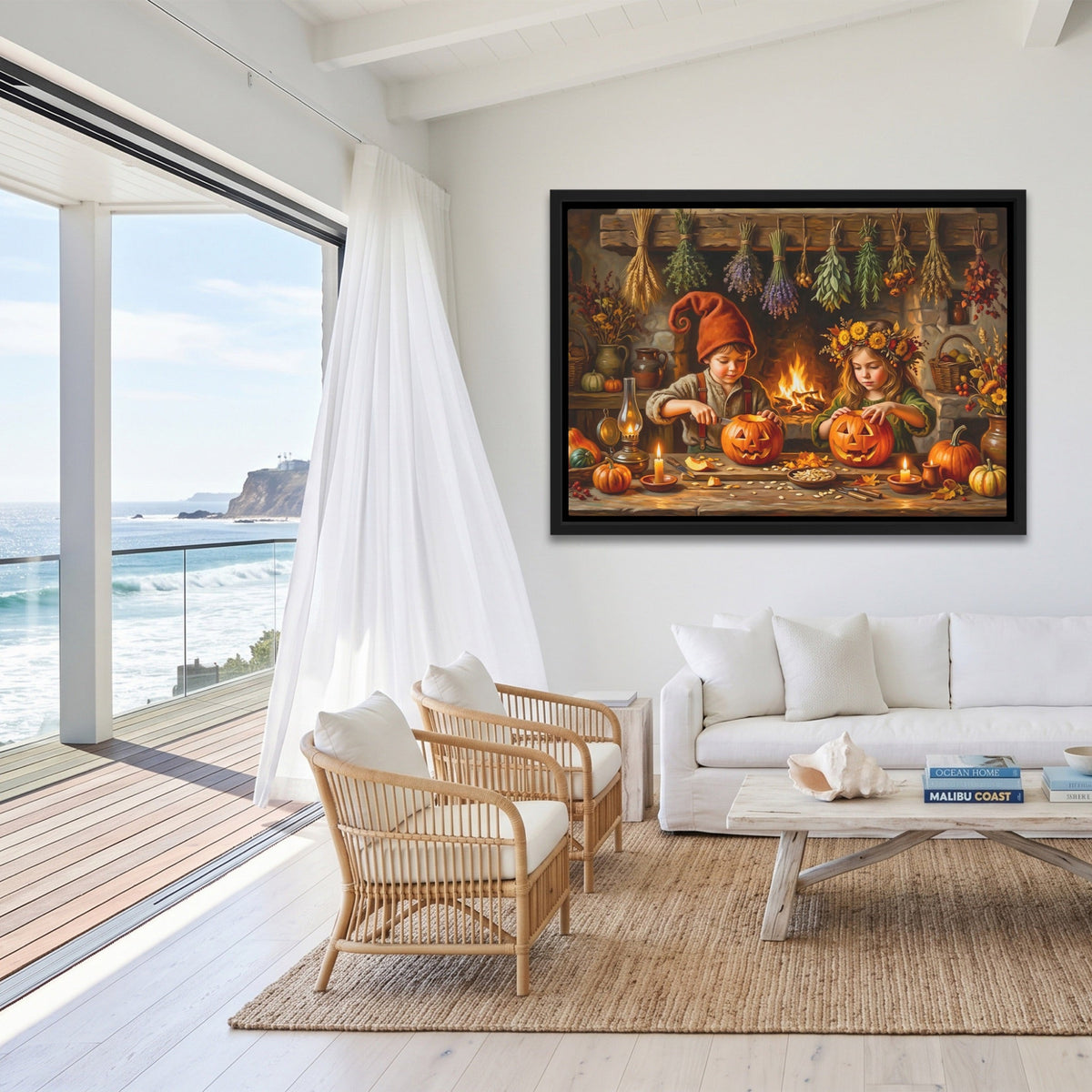 Pumpkin Carving Ritual canvas wall art, room view