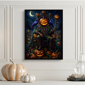 Pumpkin King Enthroned — pumpkin king enthroned sq halloween wall 1port framed black