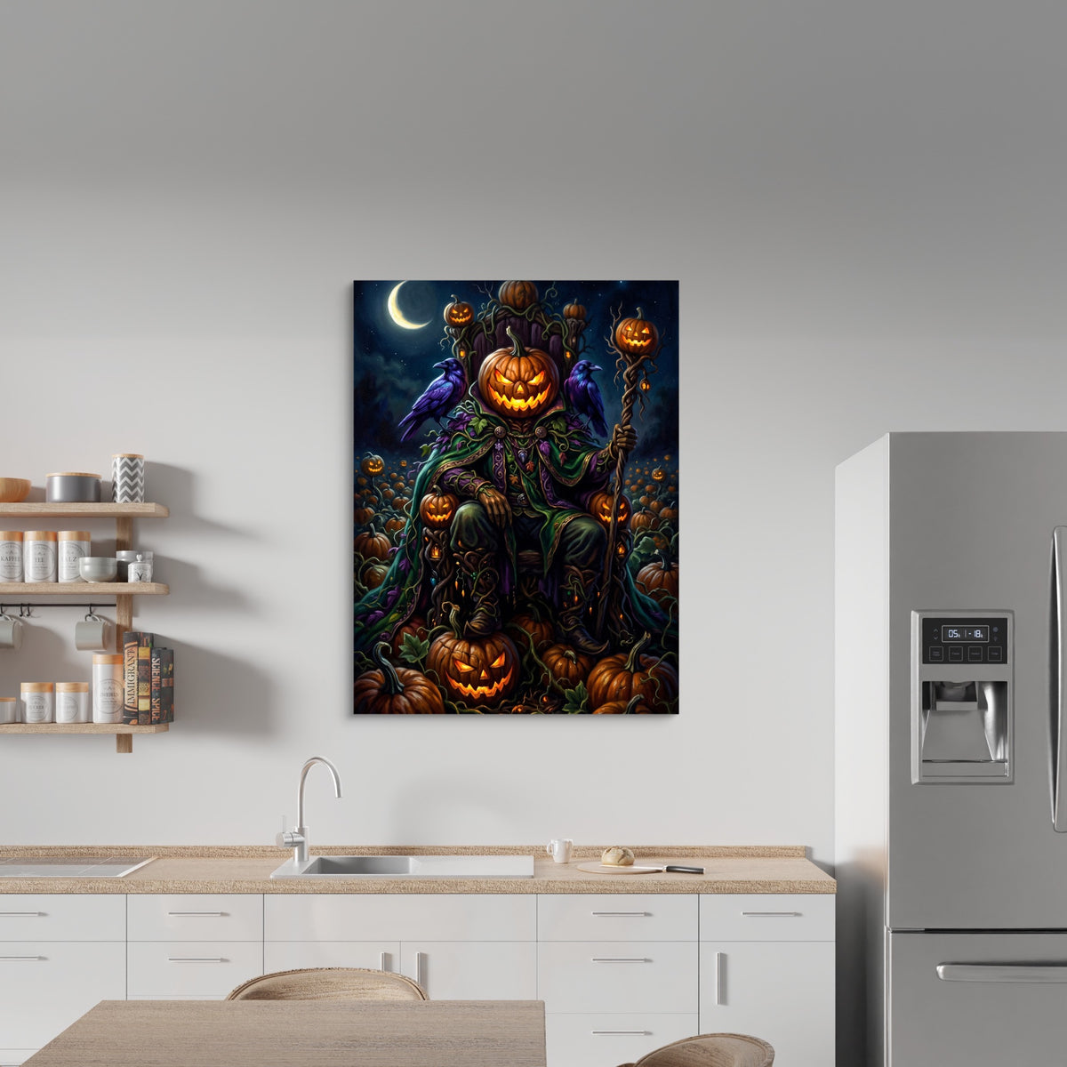 Pumpkin King Enthroned — pumpkin king enthroned sq kitchen wall 1port flush print