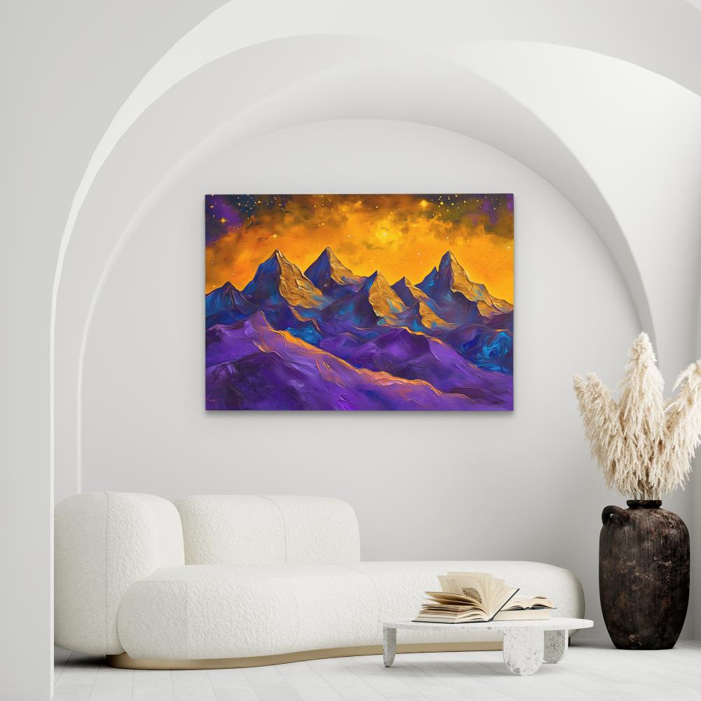Purple and Gold Peaks - Luxury Wall Art