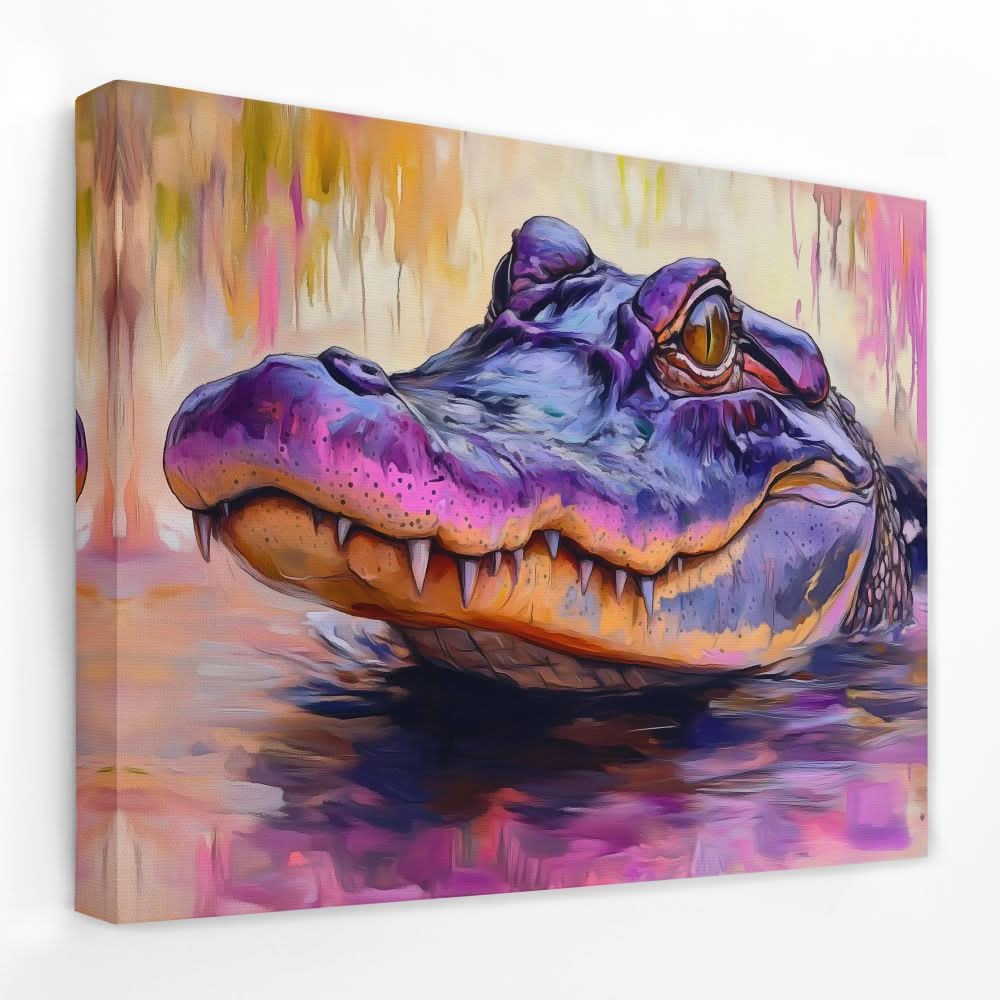 Purple Bite - Alligator Canvas Wall Art