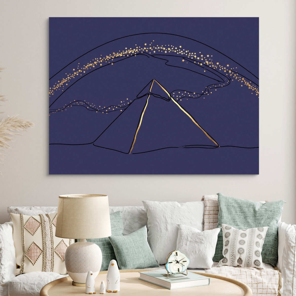 Pyramid Golden Starlight — pyramid golden starlight sq clock bed 1land flush print