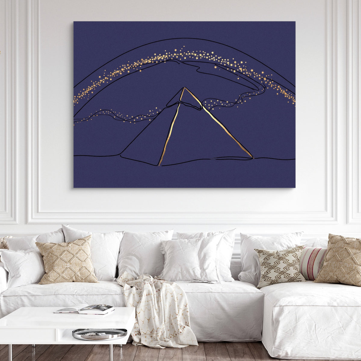 Pyramid Golden Starlight — pyramid golden starlight sq white couch and wall 1land flush print