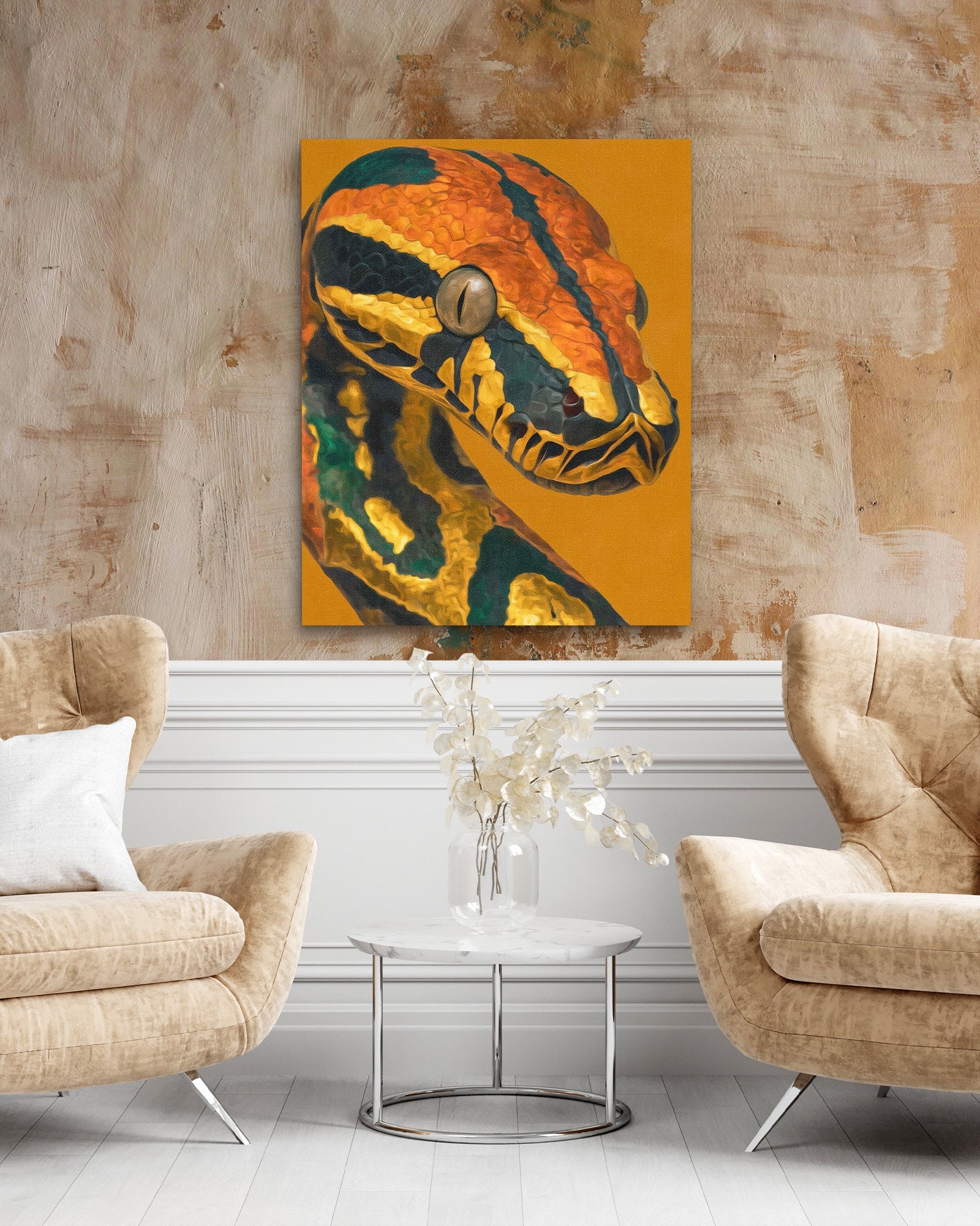 Python's Amber Coil - Luxury Wall Art