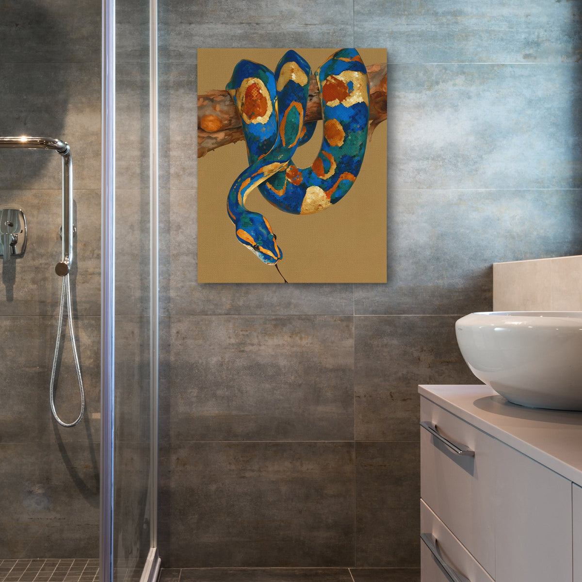 Python's Blue Coil - Luxury Wall Art
